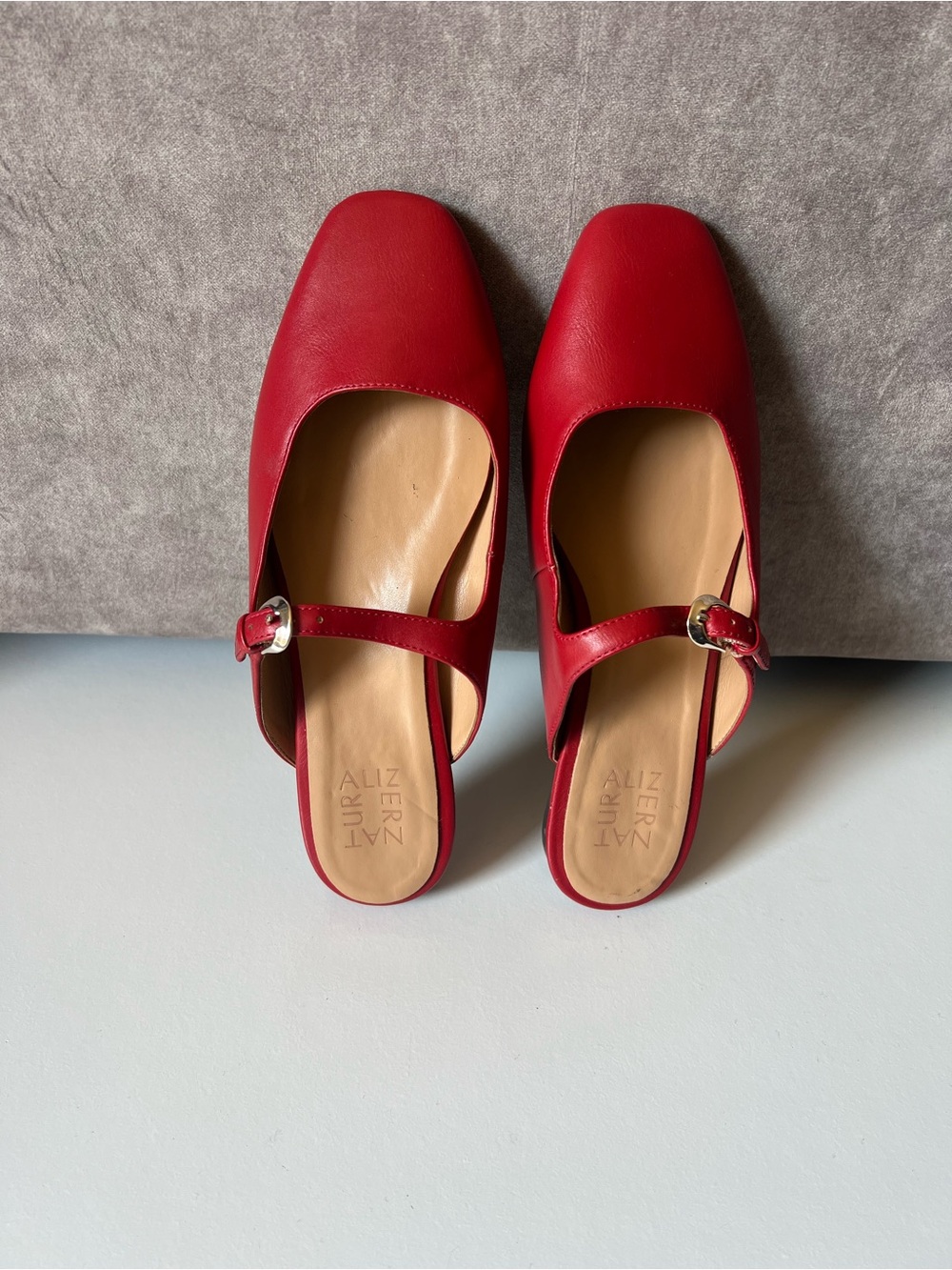 Naturalizer Red Leather Mary Jane Mules